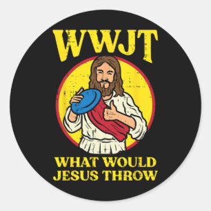 Disc Golf Wwjt Was Jesus würde Frisbemenen Mensche Runder Aufkleber