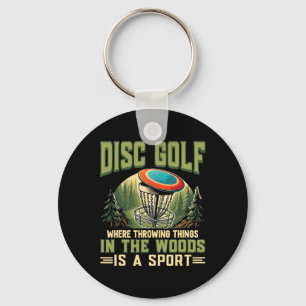 Disc-Golfer, der Dinge wirft, ist ein Sport Flying Schlüsselanhänger