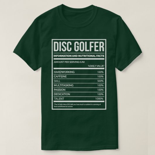 Disc Golfer Funny Disc Golf Nutrition Label für Wo T-Shirt (Design vorne)