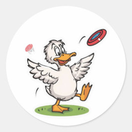 Disc Golfing Ente Lustige Vogel Runder Aufkleber