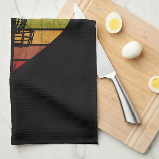 DiscGolf - Retro Vintager Zielkorb Geschirrtuch (Viertel Falte)