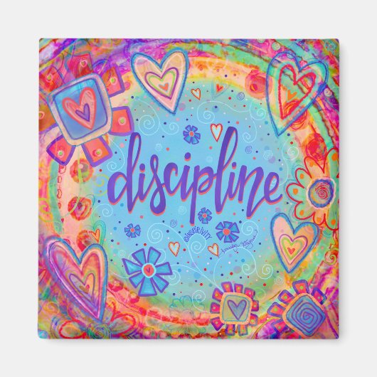 Discipline Colorful Inspirational Trendy Hearts Magnet (Vorne)