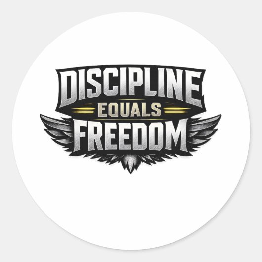 Discipline Equals Freedom – Motivational Design Runder Aufkleber (Vorderseite)