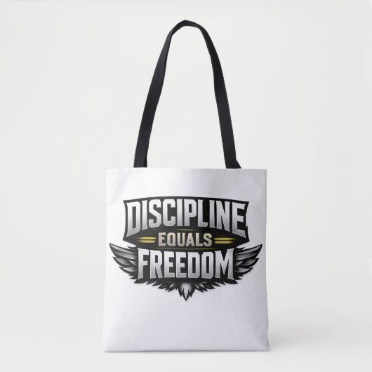 Discipline Equals Freedom – Motivational Design Tasche (Vorderseite)
