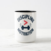 DIscipline Greater than Motivation- Gym Fitness  Zweifarbige Tasse (Mittel)