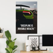 Discipline Is Invisible Wealth Supercar Quote Poster (Heimbüro)
