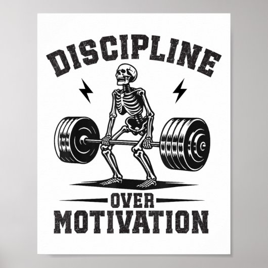 Discipline Over Motivation Gym Motivational Traini Poster (Vorne)