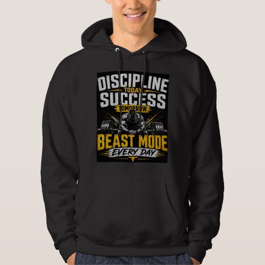 Discipline Today Success Tomorrow – Beast Mode Gym Hoodie (Vorderseite)
