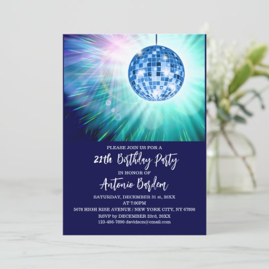 Disco 21. Geburtstagsparty Einladung (Stehend Vorderseite)