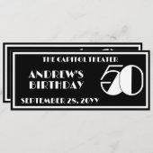 Disco 50 Birthday Marquee Ticket Schwarz und Weiß Einladung (Vorne/Hinten)