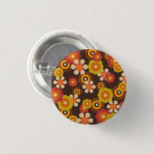 Disco 70er 60er Retro Blume Pop Kultur Button (Vorne & Hinten)