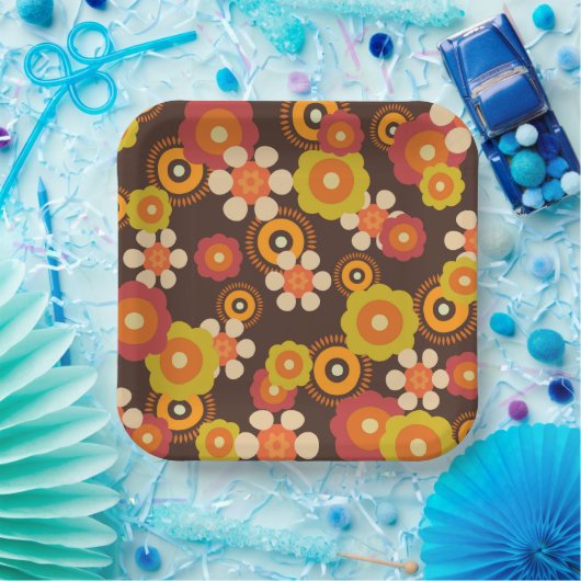 Disco 70er 60er Retro Blume Pop Kultur Pappteller (Party)