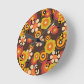 Disco 70er 60er Retro Blume Pop Kultur Runde Wanduhr (Winkel)