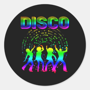 Disco 70er Disco-Shirt im Vintage-Retro-Stil zum T Runder Aufkleber