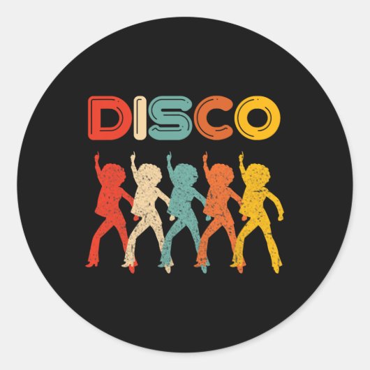 Disco 70er Disco Vintages Retro-Tanzen Runder Aufkleber (Vorderseite)