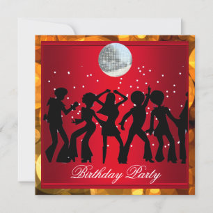 Disco 70er Geburtstagparty Rot Retro 3 Einladung