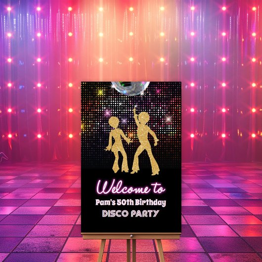 Disco 70er Party Begrüßungszeichen Poster