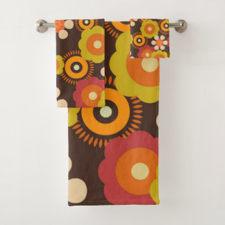 Disco 70s 60s Retro Flowers Pop Culture Badhandtuch Set
