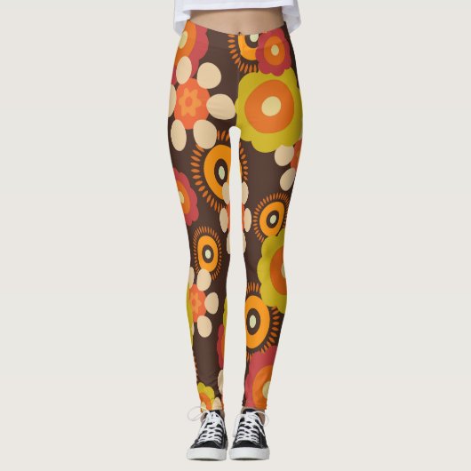 Disco 70s 60s Retro Flowers Pop Culture Leggings (Vorderseite)