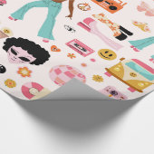 Disco-Alien afrikanischer 1970er Jahre Geschenkpapier (Ecke)