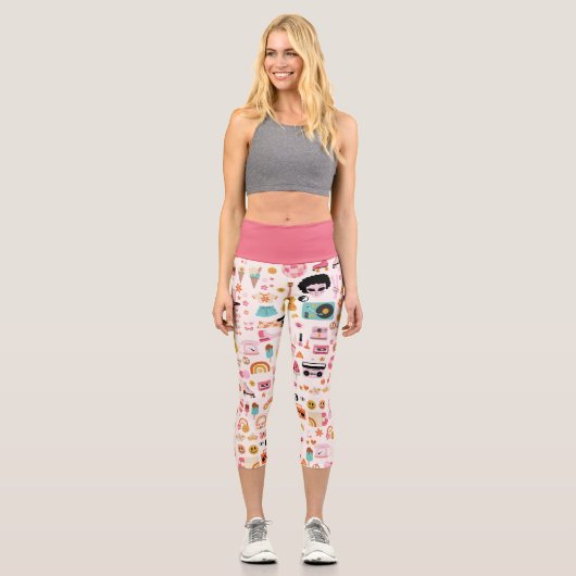Disco Alien Funky Groovy Capri Leggings (Vorderseite)