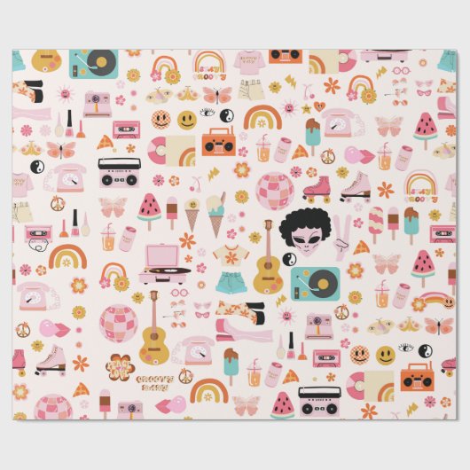 Disco Alien Funky Groovy Geschenkpapier (Flach)