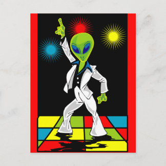 Disco-Alien Postkarte