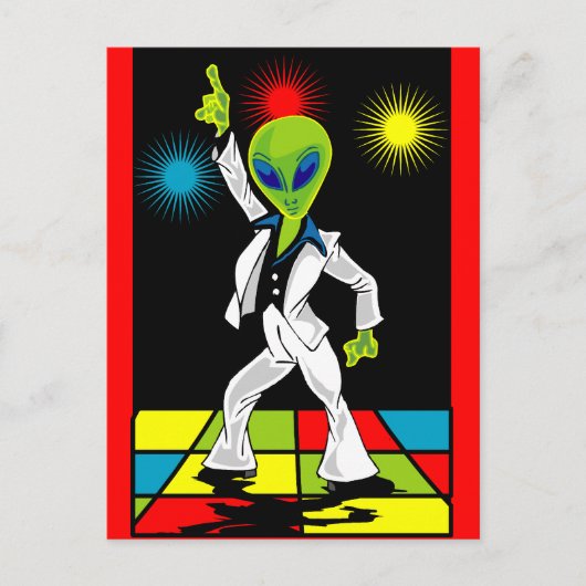 Disco-Alien Postkarte (Vorderseite)