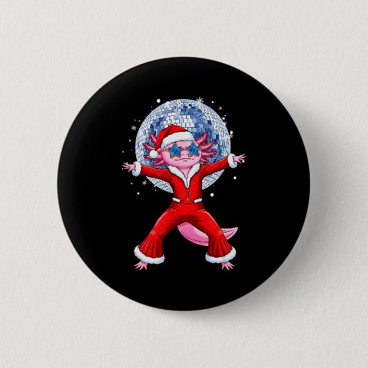 Disco Axolotl Christmas Santa Suit Funny Holiday 7 Button (Vorderseite)