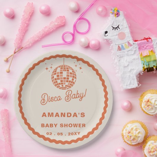 Disco Baby Retro Groovy Disco Kinderdusche Pappteller (Party)