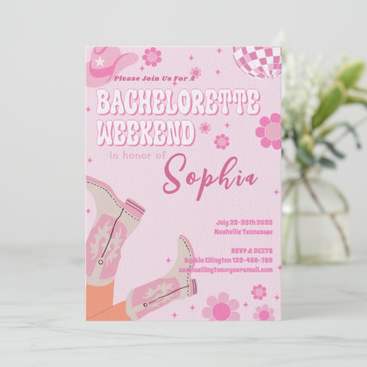 Disco Bachelorette Einladung (Stehend Vorderseite)