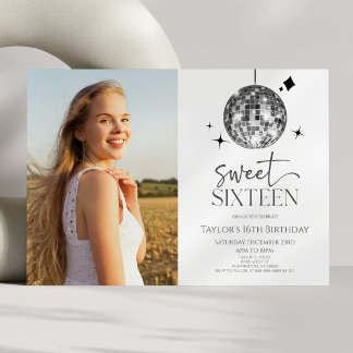 Disco Ball 16 . Geburtstag 16. Geburtstagsparty Einladung