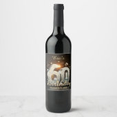 Disco Ball 60th Birthday Music Notes Black Gold Weinetikett (Vorderseite)