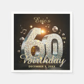 Disco Ball 60th Birthday Party Black Gold Music Serviette (Vorderseite)