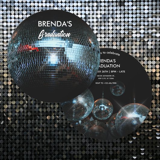 Disco Ball Abschluss Einladung