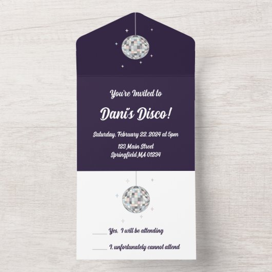 Disco Ball All In One Einladung (Innen Boden)