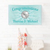 Disco Ball Baby Dusche Groovy Blue Boy Banner (Insitu)