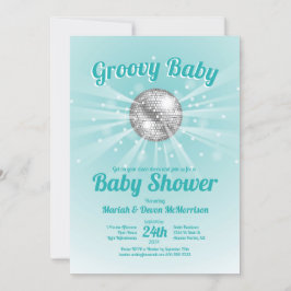 Disco Ball Baby Dusche Groovy Blue Boy Einladung
