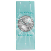 Disco Ball Baby Dusche Groovy Blue Boy Geschenktüte Für Weinflaschen (Rückseite)