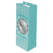 Disco Ball Baby Dusche Groovy Blue Boy Geschenktüte Für Weinflaschen (Vorderseite Schrägansicht)