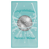 Disco Ball Baby Dusche Groovy Blue Boy Kleine Geschenktüte (Rückseite)