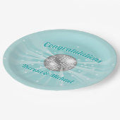 Disco Ball Baby Dusche Groovy Blue Boy Pappteller (Schrägansicht)