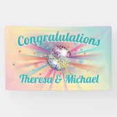 Disco Ball Baby Dusche Groovy Pastel Rainbow Banner (Horizontal)
