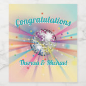 Disco Ball Baby Dusche Groovy Pastel Rainbow Gefal Weinetikett (Einzelnes Label)