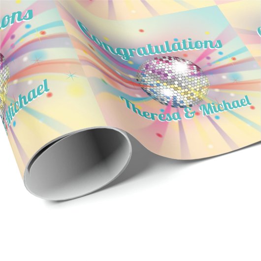 Disco Ball Baby Dusche Groovy Pastel Rainbow Geschenkpapier (Rolleneckpunkt)