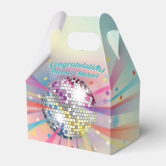 Disco Ball Baby Dusche Groovy Pastel Rainbow Geschenkschachtel (Vorderseite)