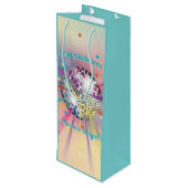 Disco Ball Baby Dusche Groovy Pastel Rainbow Geschenktüte Für Weinflaschen (Rückseite Schrägansicht)