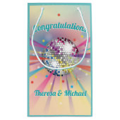 Disco Ball Baby Dusche Groovy Pastel Rainbow Kleine Geschenktüte (Rückseite)