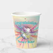 Disco Ball Baby Dusche Groovy Pastel Rainbow Pappbecher (Vorderseite)