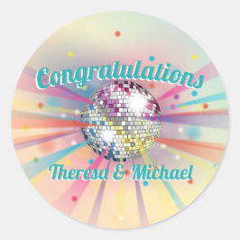 Disco Ball Baby Dusche Groovy Pastel Rainbow Runder Aufkleber